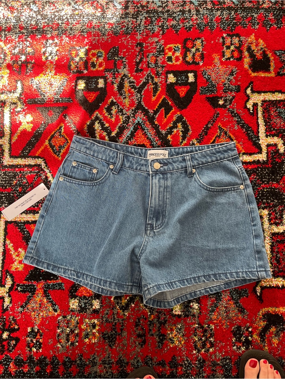 Princess Polly Light Blue High-Rise Denim Shorts